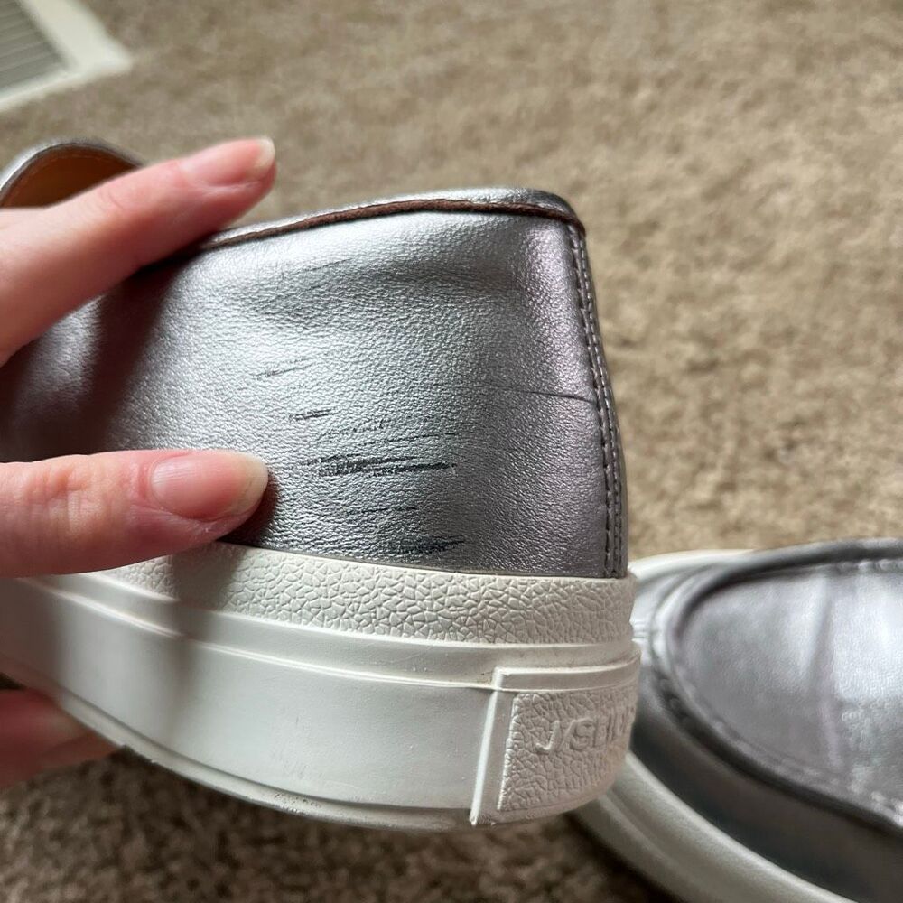 VTG J/Slides Gigi JS Pewter Leather Platform Loafer Sneaker 10 Slip On - Picture 9 of 11